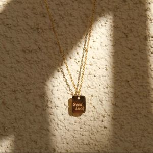 18K Gold Plated Minimalistic Dainty Tag Good Luck Charm Necklace